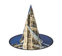 MIEKGPS Tower Bridge in London print Halloween Witch Hat Wizard Hat Decoration Accessories Party Cosplay Foldable