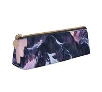 MIEKGPS Travel Mountain print personalized Leather Pencil Case Bag Makeup Cosmetic Holder Pouch Stationery Bag