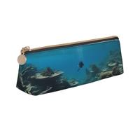 MIEKGPS Underwater Ocean View print personalized Leather Pencil Case Bag Makeup Cosmetic Holder Pouch Stationery Bag