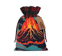 MIEKGPS Volcano print Drawstring Fabric Gift Bags, Reusable Gift Wrap Favor Bags Birthday 8.3 x 11.8 in