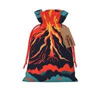 MIEKGPS Volcano print Drawstring Fabric Gift Bags, Reusable Gift Wrap Party Favor Bags Birthday Party