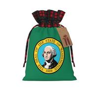 MIEKGPS Washington Flag print Drawstring Fabric Gift Bags, Reusable Gift Wrap Favor Bags Birthday 4.7 x 6.9 in
