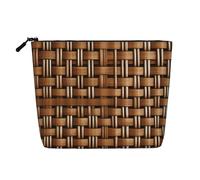 MIEKGPS Wicker Woven Grid Print Cosmetic Bags for Women Makeup Bag Large Capacity Travel Toiletry Storage Pouch