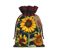 MIEKGPS Wild Flower Sunflower print Drawstring Fabric Gift Bags, Reusable Gift Wrap Favor Bags Birthday 4.7 x 6.9 in