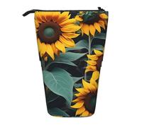 MIEKGPS Wild Flower Sunflowers print Stand Pencil Holder Telescopic Cute Pencil Case fun Cosmetic Portable Makeup Bag