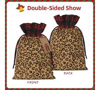 MIEKGPS Wild Leopard Animal print Drawstring Fabric Gift Bags, Reusable Gift Wrap Favor Bags Birthday 8.3 x 11.8 in
