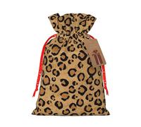 MIEKGPS Wild Leopard Animal print Drawstring Fabric Gift Bags, Reusable Gift Wrap Party Favor Bags Birthday Party