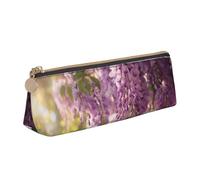 MIEKGPS Wisteria Flowers with Dreamy Colors2 print personalized Leather Pencil Case Bag Makeup Cosmetic Holder Pouch Stationery Bag