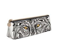 MIEKGPS wolf motifs draw03 print personalized Leather Pencil Case Bag Makeup Cosmetic Holder Pouch Stationery Bag