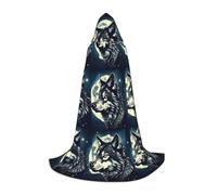 MIEKGPS Wolf Night Moon Print Small size Hooded Cloak Halloween Costume, Robe Cape,Halloween Cosplay Witch