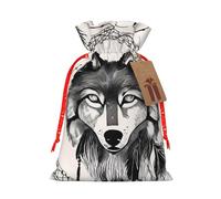 MIEKGPS wolves and dream catchers01 print Drawstring Fabric Gift Bags, Reusable Gift Wrap Party Favor Bags Birthday Party