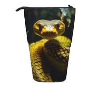 MIEKGPS Yellow Snake 1 print Stand Pencil Holder Telescopic Cute Pencil Case fun Cosmetic Portable Makeup Bag