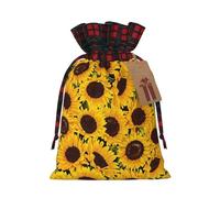 MIEKGPS Yellow Sunflowers print Drawstring Fabric Gift Bags, Reusable Gift Wrap Favor Bags Birthday 4.7 x 6.9 in