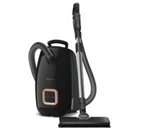 Miele New Guard L1 AllFloor Bagged Canister Vacuum Cleaner with AirClean Plus Filter, AllTeQ Universal Floorhead, and AllFloor Floorbrush, LED Display Panel, in Obsidian Black/Rose Gold