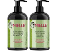 Mielle Rosemary Mint Strengthening Shampoo and Leave-In Conditioner Infused with Biotin, Cleanses and Helps Strengthen Weak and Brittle Hair, 12 Ounces