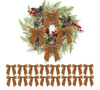 Mienocol 16pcs Khaki Velvet Bows,3.2cm Khaki Christmas Tree Bow,Vintage Velvet Christmas Tree Bow with Twist Ties,Velvet RibbonBow,Crafts Bows for Xmax,Wedding,Gift Wrapping,Wreaths, Garlands Décor