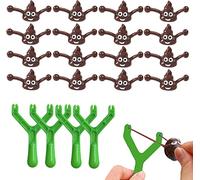 Mienocol 20pcs Funny Poo Slingshot Toy,Poo Finger Shooting Slingshot Prank for Kids and Adults,4 Sling and 16 Poo Mochi Squishy Toys - Funny Birthday Joke Prank Present Christmas Stocking Filler Toys