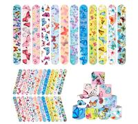 Mienocol 24 PCS Butterfly Slap Bracelets Wristband Slap Bands,Butterfly Party Snap Band Bracelets for Girls Theme Party Bag Filler,Birthday Party Favors Classroom Prizes Gifts