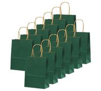 Mienocol 24 PCS Christmas Dark Green Kraft Paper Bags,16x22x8cm Paper Party Bags With Twist Handles,Flat Bottom Kraft Bags Thick Party Gift Bags for Birthday,Wedding Parties,Halloween,Christmas Bags
