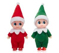 Mienocol 2pcs Christmas Elf Baby Twins Little Christmas Elves Christmas Tradition Mini Elf Baby Doll Christmas Accessory Tiny Elf Dolls for Boys&Girls Xmas Gift Advent Calendar Stocking Stuffers