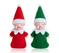 Mienocol 2pcs Christmas Elf Baby Twins Little Christmas Elves Christmas Tradition Mini Elf Baby Doll Christmas Accessory Tiny Elf Dolls for Boys&Girls Xmas Gift Advent Calendar Stocking Stuffers