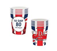 Mienocol 32pcs VJ Day Paper Cups,80th Anniversary Paper Cups Victory Over Japan Party Dinner Cups Paper Dinnerware for Celebrate VJ-Day 80 Years WWII Victory Commemorative Table Décor
