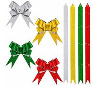 Mienocol 40 Pcs Christmas Bows Glitter Bows, Mixed Color Tie Bows with Ribbon for Christmas Decoration, Gift Wrapping, Wedding Gift, Wedding Car Decoration