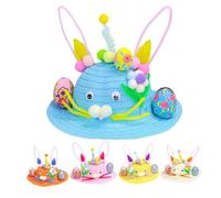 Mienocol Blue Easter Bonnet Kit,DIY Handmade Hat for Kids Boys Girls Gifts,Make Your Own Bonnet Hat Craft Set with Bunny Eggs Decorations DIY Handmade Game for Easter Party Kindergarten Favors