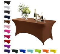 Mienocol Brown Spandex Tablecloths,6FT Stretchable Rectangle Table Cover Washable Tablecloth Universal Patio Elastic TableCover for Kitchen,Event, Wedding, Cocktail Bar Exhibition,Banquet,Party
