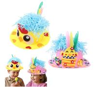 Mienocol Easter Bonnet Kit,DIY Handmade Hat for Kids Boys Girls Gifts,Make Your Own Bonnet Hat Craft Set with Chicks Bunny Eggs Decorations DIY Handmade Game for Easter Party Kindergarten Favors