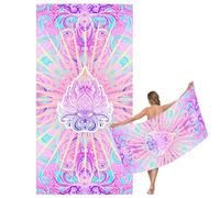 Mienocol Large Quick Dry Microfibre Beach Bath Towel,160x90cm Sand Free Pink Beach Towel with Bag,Lightweight Gym Yoga Sports Towel Swimming Towel,Compact and Thin Travel Summer Beach Towel for Women