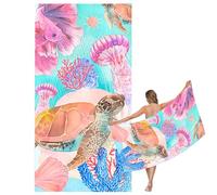 Mienocol Large Quick Dry Microfibre Beach Bath Towel for Adult,Pink Turtle Sand Free Beach Towel with Bag,Lightweight Gym Yoga Sports Towel,Compact Travel Summer Beach Towel for Women Men