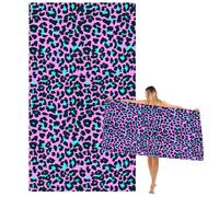 Mienocol Large Quick Dry Microfibre Beach Bath Towel for Adult,Purple Leopard Print Sand Free Beach Towel with Bag,Lightweight Gym Yoga Sports Towel,Compact Travel Summer Beach Towel for Women Men