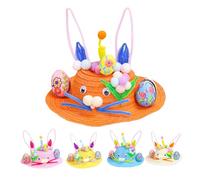 Mienocol Orange Easter Bonnet Kit,DIY Handmade Hat for Kids Boys Girls Gifts,Make Your Own Bonnet Hat Craft Set with Bunny Eggs Decorations DIY Handmade Game for Easter Party Kindergarten Favors