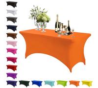 Mienocol Orange Spandex Tablecloths,6FT Stretchable Rectangle Table Cover Washable Tablecloth Universal Patio Elastic TableCover for Kitchen,Event, Wedding, Cocktail Bar Exhibition,Banquet,Party