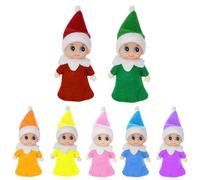 Mienocol Pack of 7 Christmas Elf Figures Mini Elves for Boys Girls, Rainbow Mini Doll Elf Christmas Baby Tiny Christmas Elf for Christmas New Year Gift, Christmas Stocking Filler