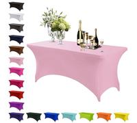 Mienocol Pink Spandex Tablecloths,6FT Stretchable Rectangle Table Cover Washable Tablecloth Universal Patio Elastic TableCover for Kitchen,Event, Wedding, Cocktail Bar Exhibition,Banquet,Party