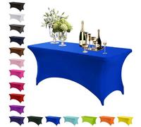 Mienocol Royal Blue Spandex Tablecloths,4FT Stretchable Rectangle Table Cover Washable Tablecloth Universal Patio Elastic TableCover for Kitchen,Event, Wedding, Cocktail Bar Exhibition,Banquet,Party