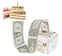 Mienocol White Gold Pull Surprise Money Box, Metallic, Shiny, 4.7x4.7 inches, Birthday Cash Gift