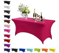Mienocol Wine Red Spandex Tablecloths,6FT Stretchable Rectangle Table Cover Washable Tablecloth Universal Patio Elastic TableCover for Kitchen,Event, Wedding, Cocktail Bar Exhibition,Banquet,Party