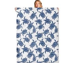 MIEPOS Blue Sea Turtle Throw Blanket - 50x60in,Ultra Soft, Cozy Lightweight Flannel,Nautical Turtles Blankets - Gifts for Kids & Ocean Lovers,for Couch Office Travel,Coastal Home Living Room Decor