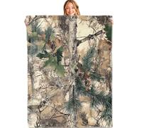 MIEPOS Camo Forest Throw Blanket,40x50in,Soft,Lightweight Flannel,Camouflage Pine Branches, Oak Leaves, and Tree Bark Texture Blankets - Gifts for Women Men,for Hunting Camping Rustic Home Decor