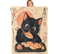 MIEPOS Cat Blanket Soft Lightweight, Funny Sushi Animal Art Flannel Throw Blankets for Couch Sofa Camping Office Travel Home Bedroom Decor, Cat Lovers Women Gifts 50"X60"