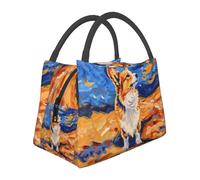 MIEPOS Corgi Art Lunch Box with Painterly Dog Illustration,Lightweight Handbag with Zipper Closure,Portable Cosmetic Bag for School,Work,Office,Travel and Picnic Gifts