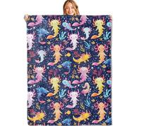 MIEPOS Cute Axolotl Throw Blanket,50x60in,Soft,Lightweight Flannel,Coral Reef and Underwater Blankets - Gifts for Kids & Marine Life Lovers,for Couch Office Travel,Home Living Room Decor