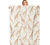 MIEPOS Cute Giraffe Print Throw Blanket,50x60in,Soft,Lightweight Flannel,Retro Cartoon Blankets - Gifts for Kids & Animal Lovers,for Couch Office Travel,Home Living Room Decor