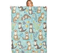 MIEPOS Cute Otter Throw Blanket - 50x60in,Ultra Soft, Cozy Lightweight Flannel,Sea Otters Ocean Blankets - Gifts for Kids & Nature Lovers,for Couch Travel,Home Living Room Decor