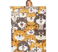 MIEPOS Cute Shiba Inu Throw Blanket - 60x80in,Ultra Soft, Cozy Lightweight Flannel,Cartoon Dog Faces Blankets - Gifts for Kids & Aniaml Lovers,for Couch Travel,Home Living Room Decor