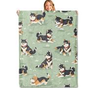 MIEPOS Cute Shiba Inu Throw Blanket - 60x80in,Ultra Soft, Cozy Lightweight Flannel,Cartoon Dog Playful Blankets - Gifts for Kids & Aniaml Lovers,for Couch Travel,Home Living Room Decor