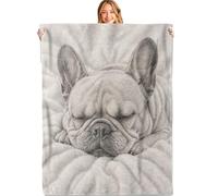 MIEPOS French Bulldog Blanket Soft Lightweight, Monochrome Sleeping Dog Art Flannel Throw Blankets for Couch Sofa Camping Office Travel Home Bedroom Decor, Dog Lovers Adults Gifts 50"X60"
